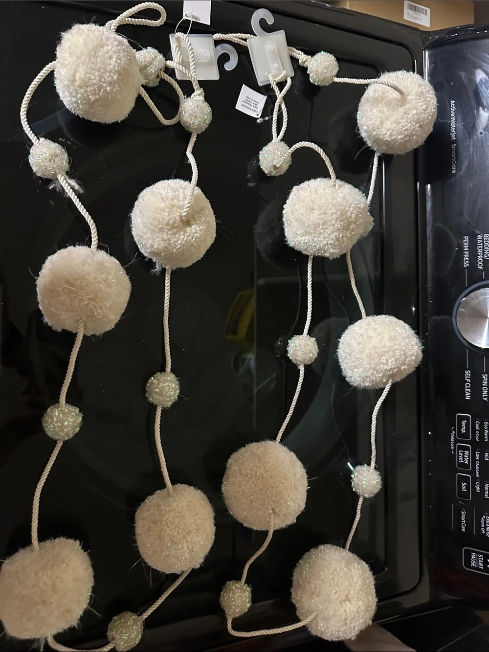 Hobby Lobby Cream Pom Pom Garland with Sparkle Accents